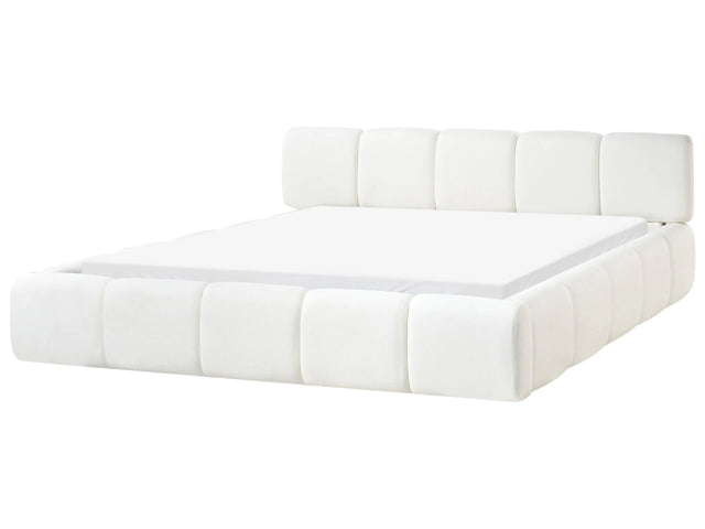 Bed Off-White Fabric Upholstery EU King Size 6ft Scandinavian Modern Minimalist Design Soft Headboard Beliani