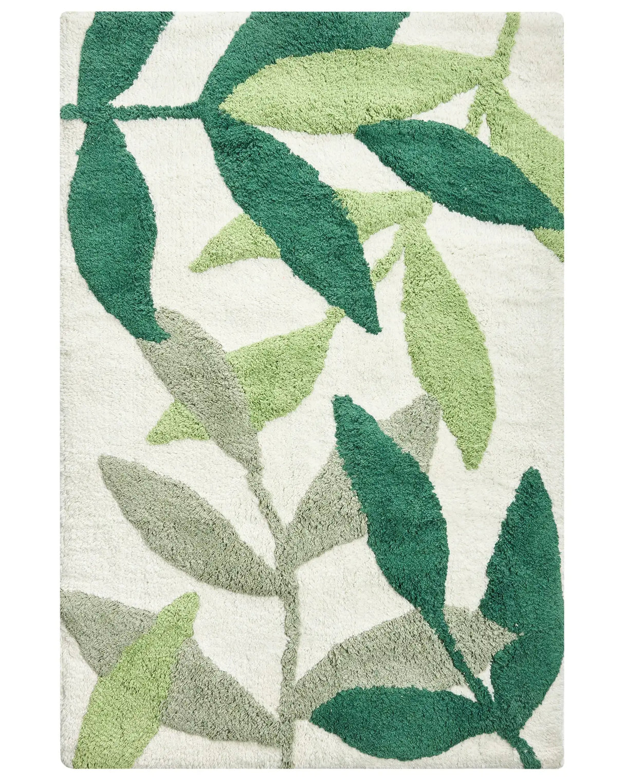 Bath Mat Green Cotton 60 x 90 cm Rectangular Shape Decorative Pattern Bath Rug Bathroom Accessories Modern Design Beliani