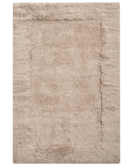 Bath Mat Light Brown Cotton 60 x 90 cm Rectangular Shape Solid Colour Fluffy Bath Rug Bathroom Accessories Modern Design Beliani