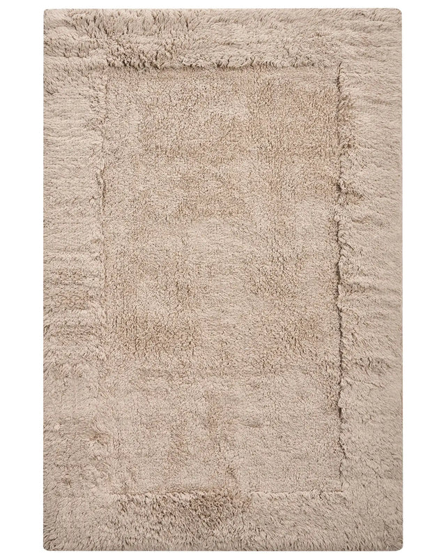Bath Mat Light Brown Cotton 60 x 90 cm Rectangular Shape Solid Colour Fluffy Bath Rug Bathroom Accessories Modern Design Beliani