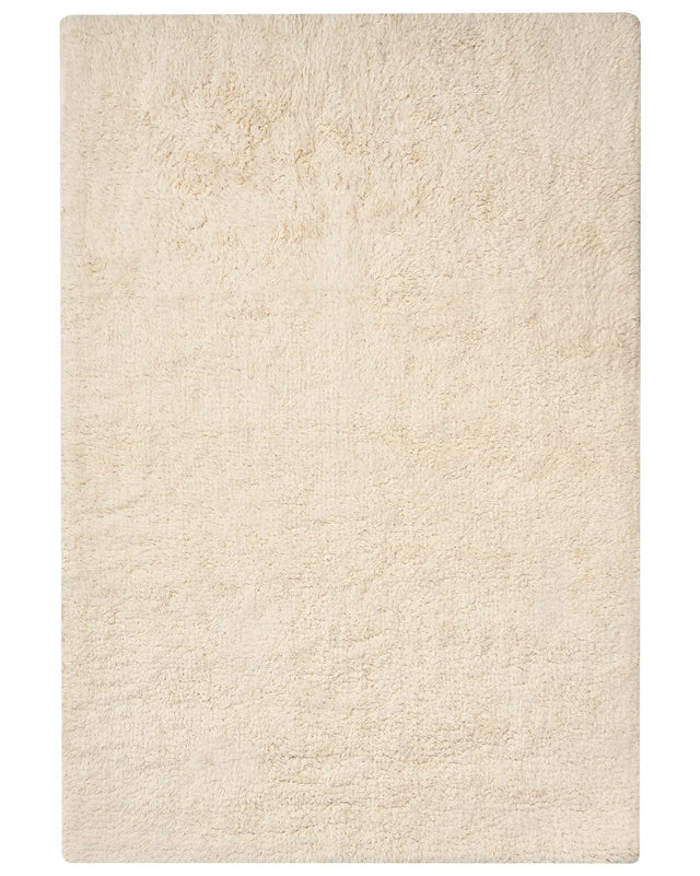 Bath Mat Off-White Cotton 60 x 90 cm Rectangular Shape Solid Colour Fluffy Bath Rug Bathroom Accessories Modern Design Beliani