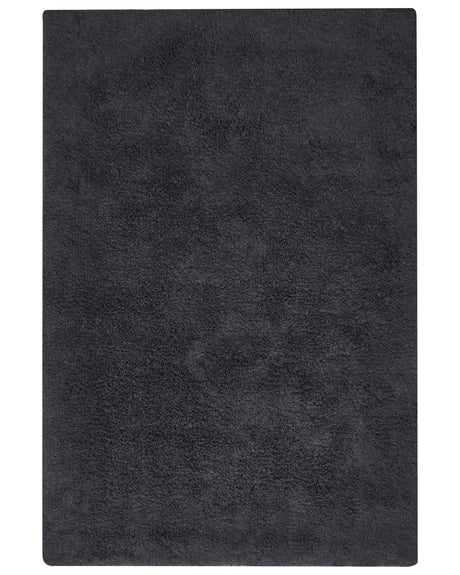 Bath Mat Black Cotton 60 x 90 cm Rectangular Shape Solid Colour Fluffy Bath Rug Bathroom Accessories Modern Design Beliani