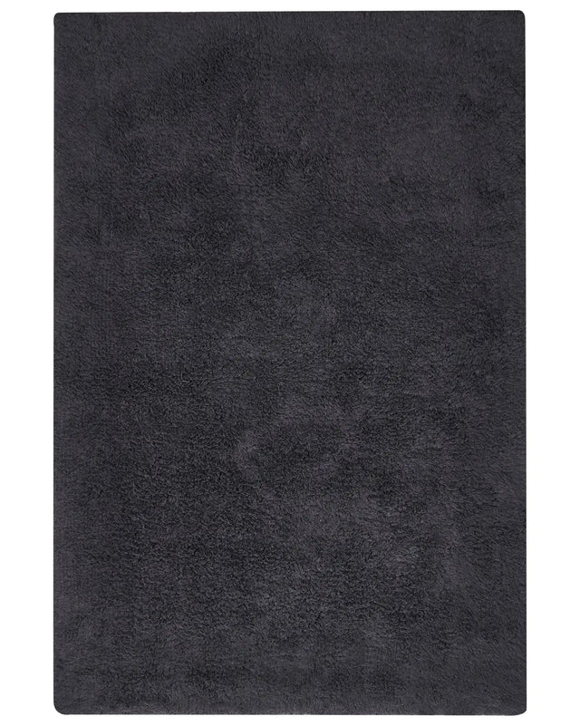 Bath Mat Black Cotton 60 x 90 cm Rectangular Shape Solid Colour Fluffy Bath Rug Bathroom Accessories Modern Design Beliani