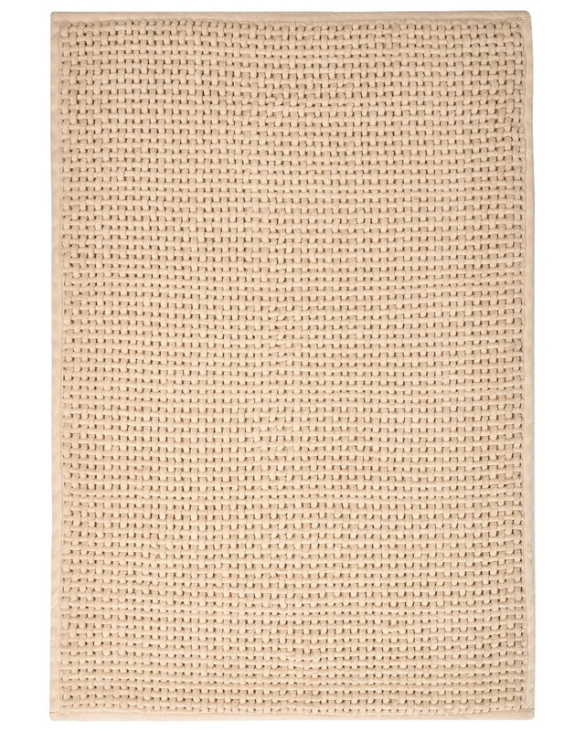 Bath Mat Beige Cotton 60 x 90 cm Rectangular Shape Bath Rug Bathroom Accessories Modern Design Beliani
