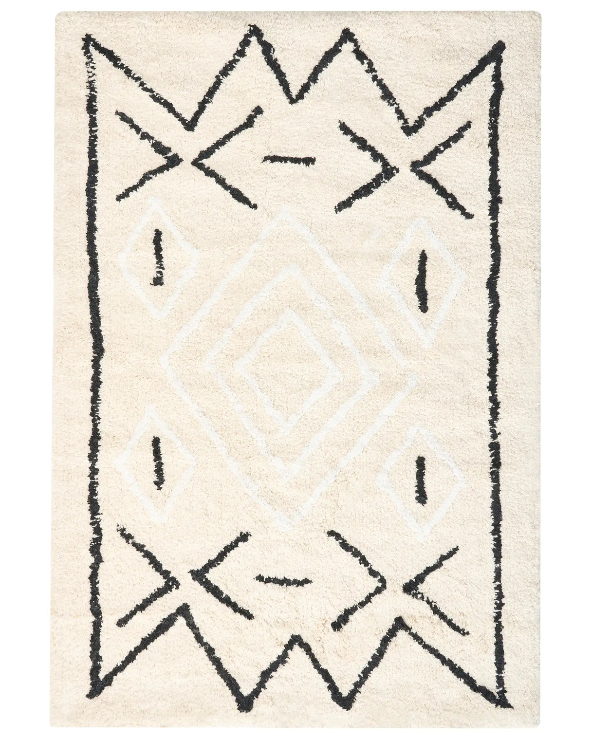 Bath Mat Light Beige Cotton 60 x 90 cm Rectangular Shape Geometric Pattern Fluffy Bath Rug Bathroom Accessories Modern Design Beliani