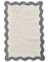 Bath Mat Beige and Grey Cotton 60 x 90 cm Rectangular Shape Geometric Pattern Fluffy Bath Rug Bathroom Accessories Modern Design Beliani