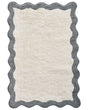 Bath Mat Beige and Grey Cotton 60 x 90 cm Rectangular Shape Geometric Pattern Fluffy Bath Rug Bathroom Accessories Modern Design Beliani