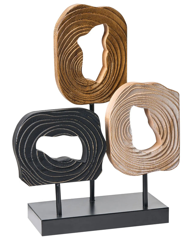 Decorative Figurine Multicolour Fir Wood Iron Base Modern Style Handmade Accessory Irregular Shape Beliani