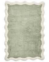 Bath Mat Green and Beige Cotton 60 x 90 cm Rectangular Shape Geometric Pattern Fluffy Bath Rug Bathroom Accessories Modern Design Beliani