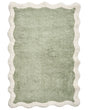 Bath Mat Green and Beige Cotton 60 x 90 cm Rectangular Shape Geometric Pattern Fluffy Bath Rug Bathroom Accessories Modern Design Beliani