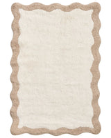 Bath Mat Beige and Brown Cotton 60 x 90 cm Rectangular Shape Geometric Pattern Fluffy Bath Rug Bathroom Accessories Modern Design Beliani