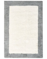 Bath Mat Beige and Grey Cotton 60 x 90 cm Rectangular Shape Geometric Pattern Fluffy Bath Rug Bathroom Accessories Modern Design Beliani