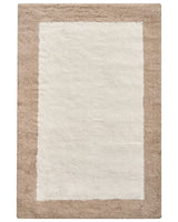 Bath Mat Beige and Brown Cotton 60 x 90 cm Rectangular Shape Geometric Pattern Fluffy Bath Rug Bathroom Accessories Modern Design Beliani