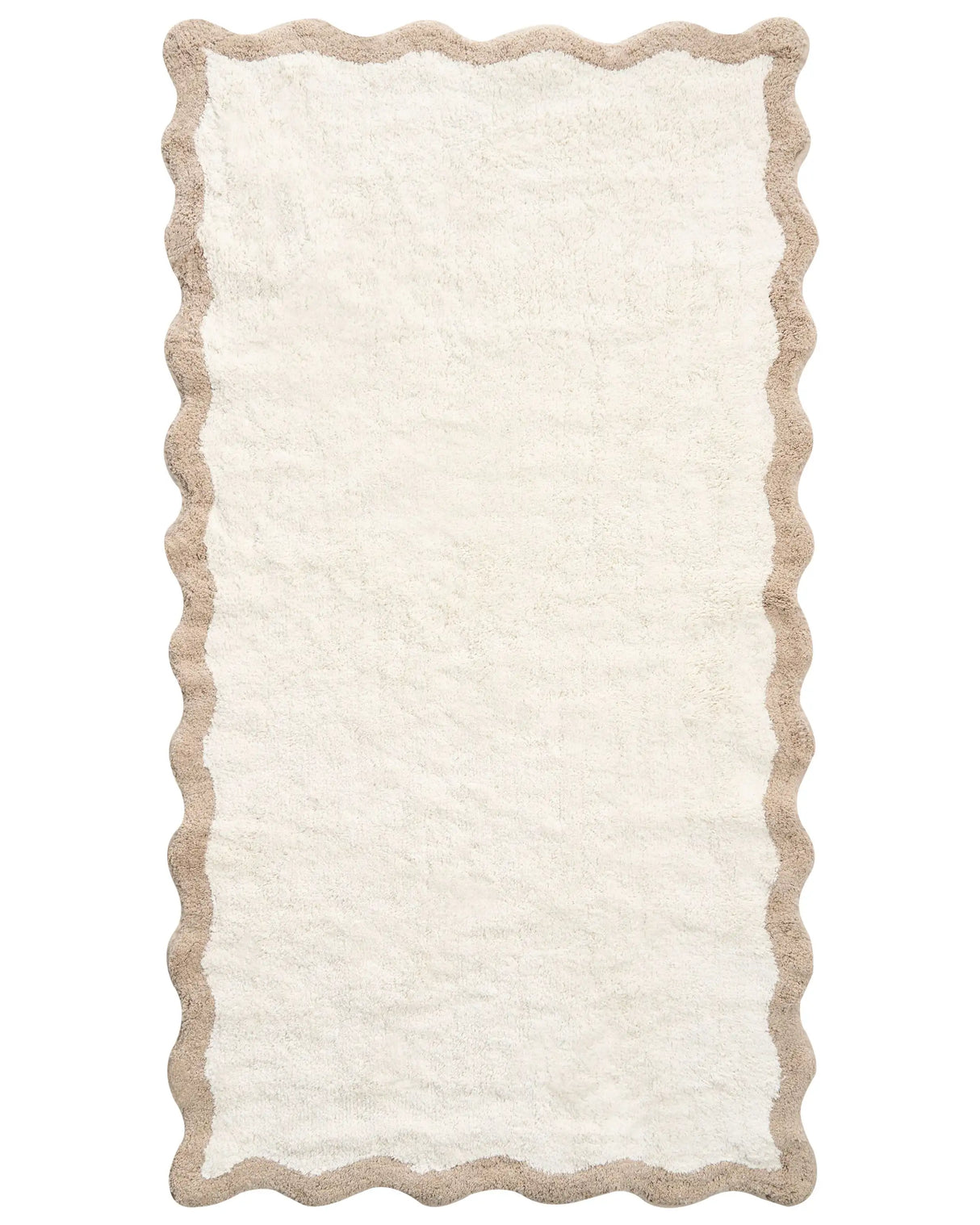 Bath Mat Beige and Brown Cotton 80 x 150 cm Rectangular Shape Geometric Pattern Fluffy Bath Rug Bathroom Accessories Modern Design Beliani