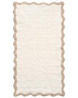 Bath Mat Beige and Brown Cotton 80 x 150 cm Rectangular Shape Geometric Pattern Fluffy Bath Rug Bathroom Accessories Modern Design Beliani