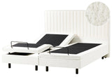 Electric Bed Off-White EU Super King Size 6ft Remote Control Adjustable Boucle Upholstery Beliani