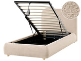 Storage Bed Beige Boucle Fabric EU Single Size 3ft with Headboard Minimalist Modern Design Ottoman Beliani