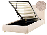 Storage Bed Light Beige Boucle Fabric EU Single Size 3ft with Headboard Minimalist Modern Design Ottoman Beliani