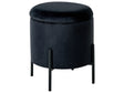 Storage Pouffe Black Velvet Fabric Upholstered Seat Wooden Base Round Footstool Living Room Bedroom Beliani