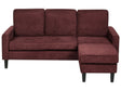 3-Seater Burgundy with Ottoman Footstool Upholstered Mid Century Beliani