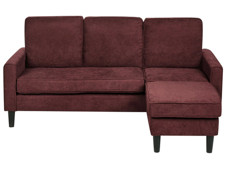 3-Seater Burgundy with Ottoman Footstool Upholstered Mid Century Beliani