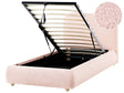 Storage Bed Pink Boucle Fabric EU Single Size 3ft with Headboard Minimalist Modern Design Ottoman Beliani