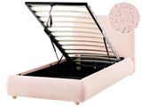 Storage Bed Pink Boucle Fabric EU Single Size 3ft with Headboard Minimalist Modern Design Ottoman Beliani
