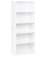 5 Tier Bookcase White Particle Board Minimlaistic Style Matt Finish Bookshelf Beliani
