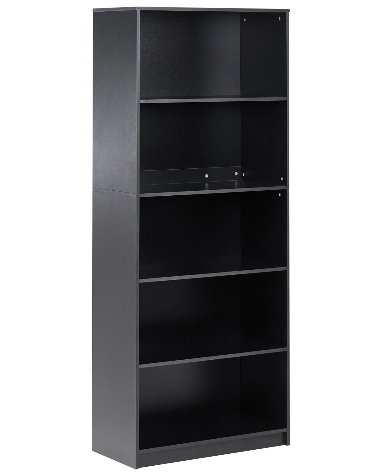 5 Tier Bookcase Black Particle Board Minimlaistic Style Matt Finish Bookshelf Beliani