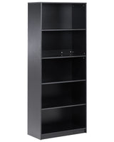 5 Tier Bookcase Black Particle Board Minimlaistic Style Matt Finish Bookshelf Beliani