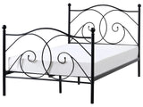 EU Small Double Size Panel Bed 4ft Black Metal Frame Slatted Base Retro Beliani