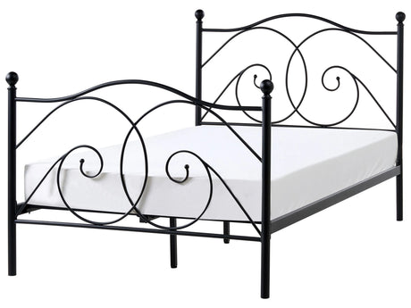 EU Small Double Size Panel Bed 4ft Black Metal Frame Slatted Base Retro Beliani