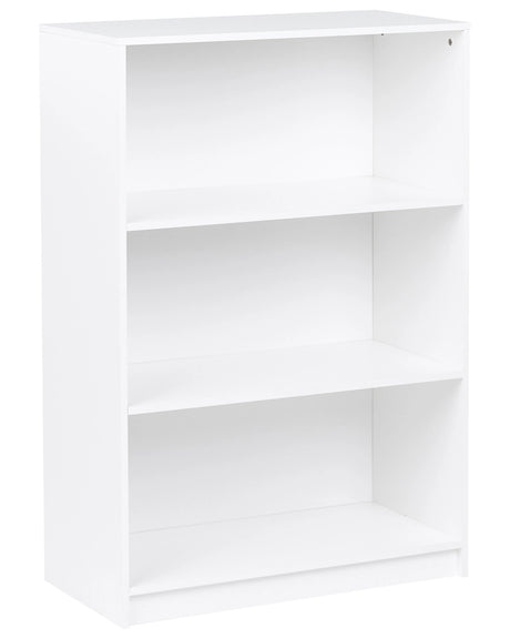 3 Tier Bookcase White Particle Board 80 x 40 cm Minimlaistic Style Matt Finish Bookshelf Beliani