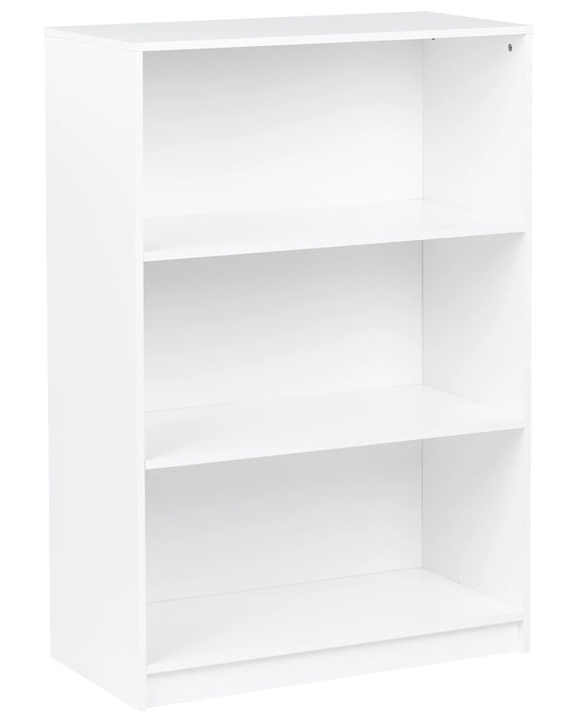 3 Tier Bookcase White Particle Board 80 x 40 cm Minimlaistic Style Matt Finish Bookshelf Beliani