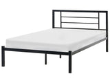 Bed Frame Black Metal EU Small Double Size 4ft Solid Wood Slats Industrial Minimalist Beliani