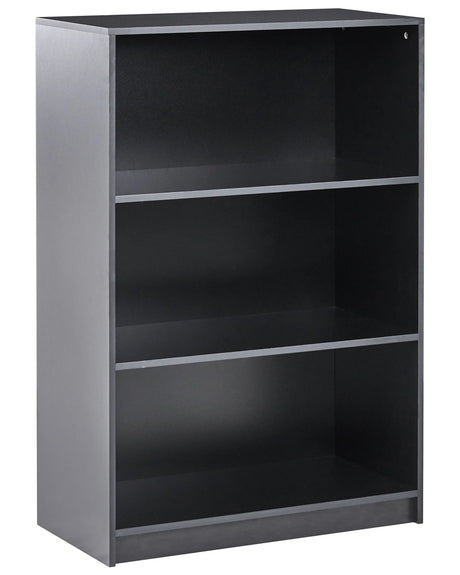 3 Tier Bookcase Black Particle Board 80 x 40 cm Minimlaistic Style Matt Finish Bookshelf Beliani