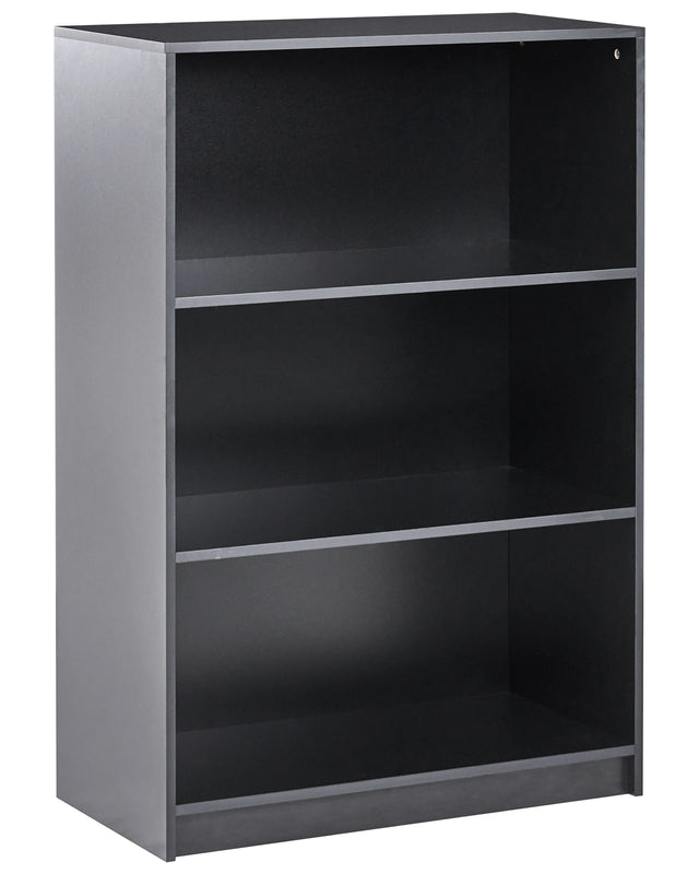 3 Tier Bookcase Black Particle Board 80 x 40 cm Minimlaistic Style Matt Finish Bookshelf Beliani