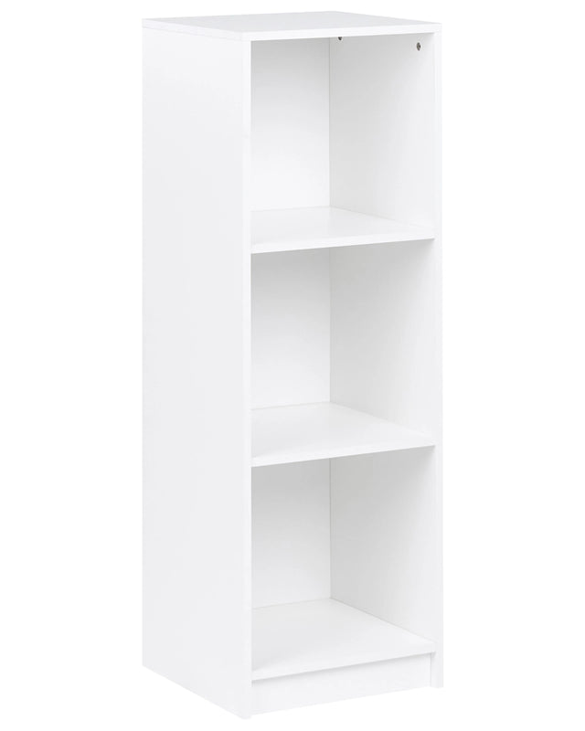 3 Tier Bookcase White Particle Board 40 x 40 cm Minimlaistic Style Matt Finish Bookshelf Beliani