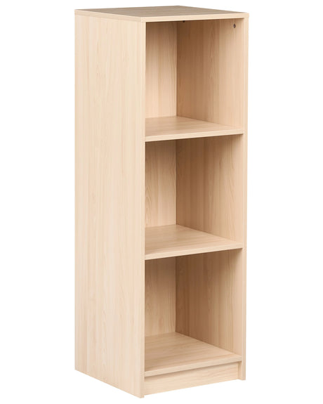 3 Tier Bookcase Light Brown Particle Board 40 x 40 cm Minimlaistic Style Matt Finish Bookshelf Beliani