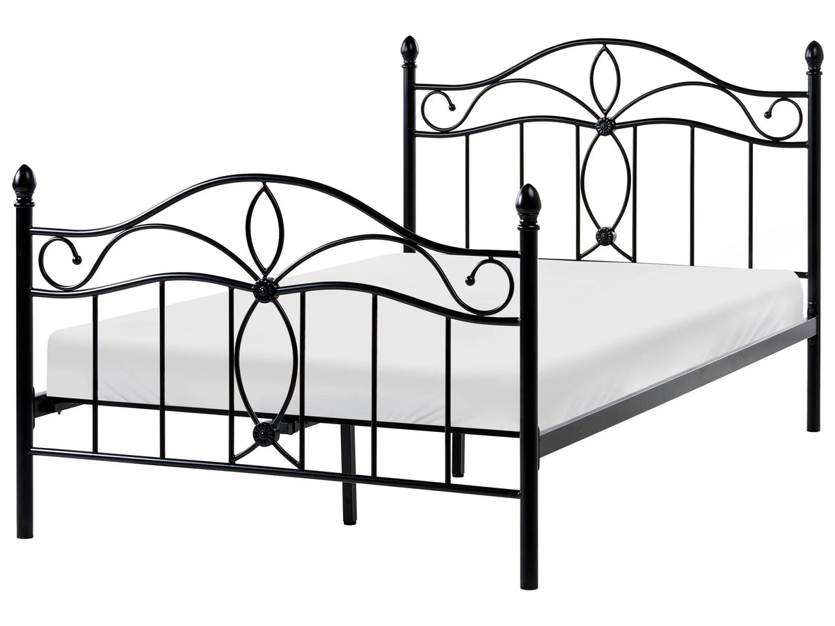 Bed Frame Black EU Small Double Size 4ft Metal Vintage Beliani