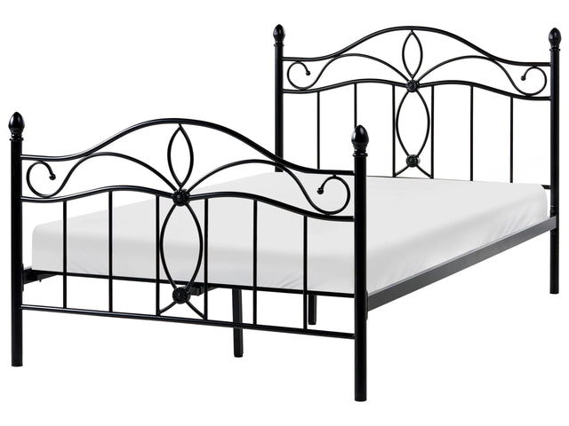 Bed Frame Black EU Small Double Size 4ft Metal Vintage Beliani