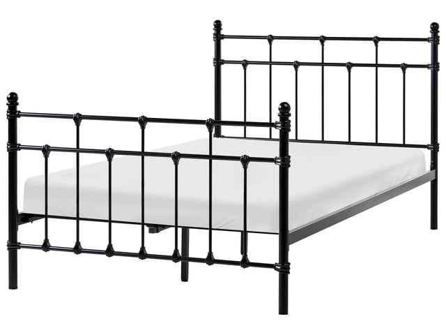 Bed Frame Black EU Small Double Size 4ft Metal Headrest Footrest Beliani
