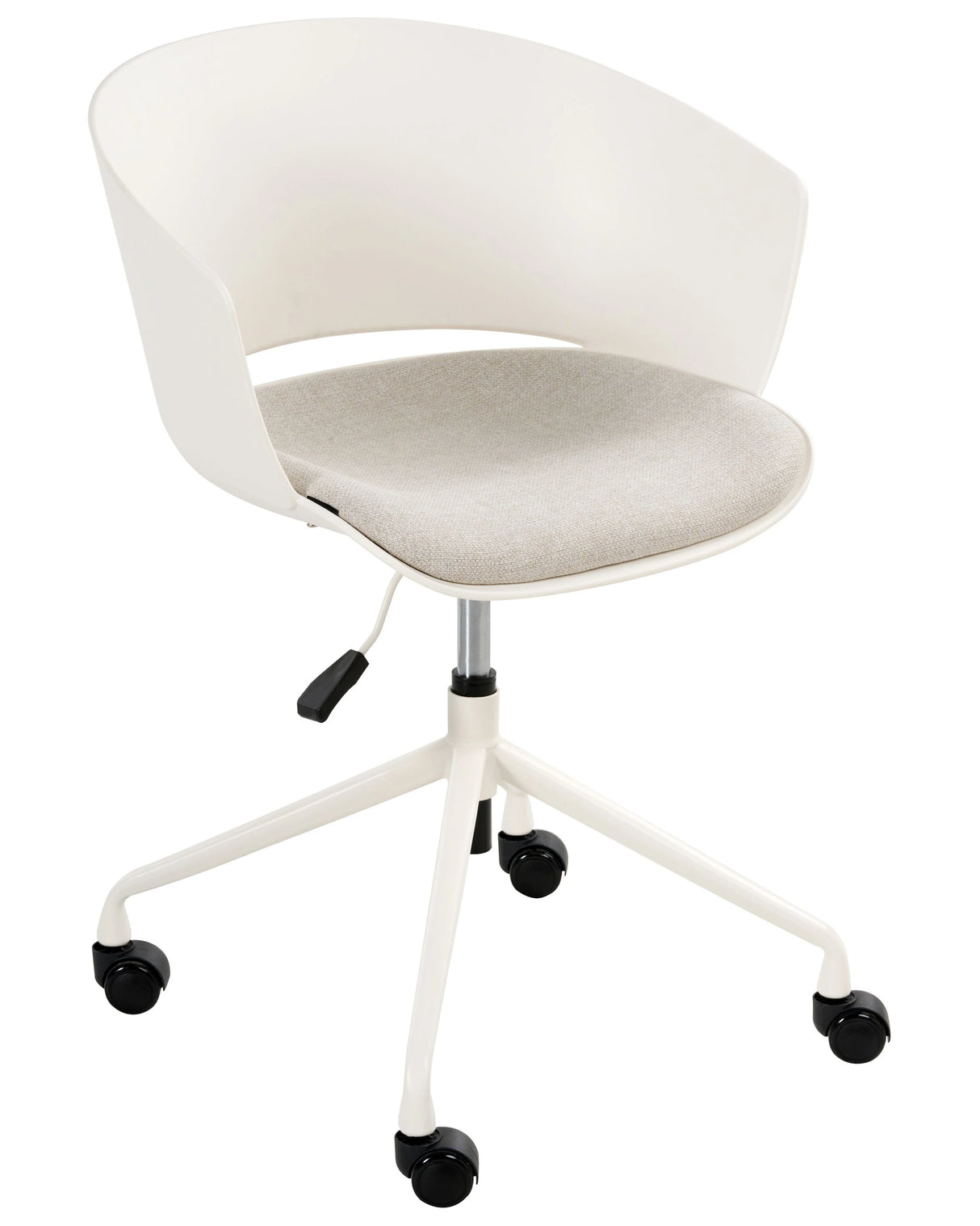 Office Chair Off-White Fabric Seat Swivel Desk Computer Adjustable Height Beliani