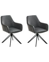 Set of 2  Swivel Dining Chairs Black Faux Leather High Backrest Scandinavian Style Beliani