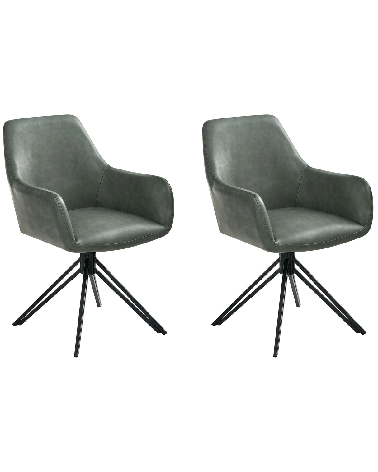Set of 2 Swivel Dining Chairs Dark Green Faux Leather High Backrest Scandinavian Style Beliani