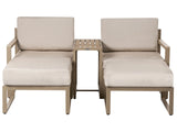 Convertible Garden Sofa Set Beige Galvanized Steel 2 seater with Ottoman Cushions and Coffee Table Modern Patio Style Beliani