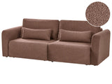 3 Seater Sofa Bed Brown Boucle Upholstered Sleeping Function Add Pillows Foldable Beliani