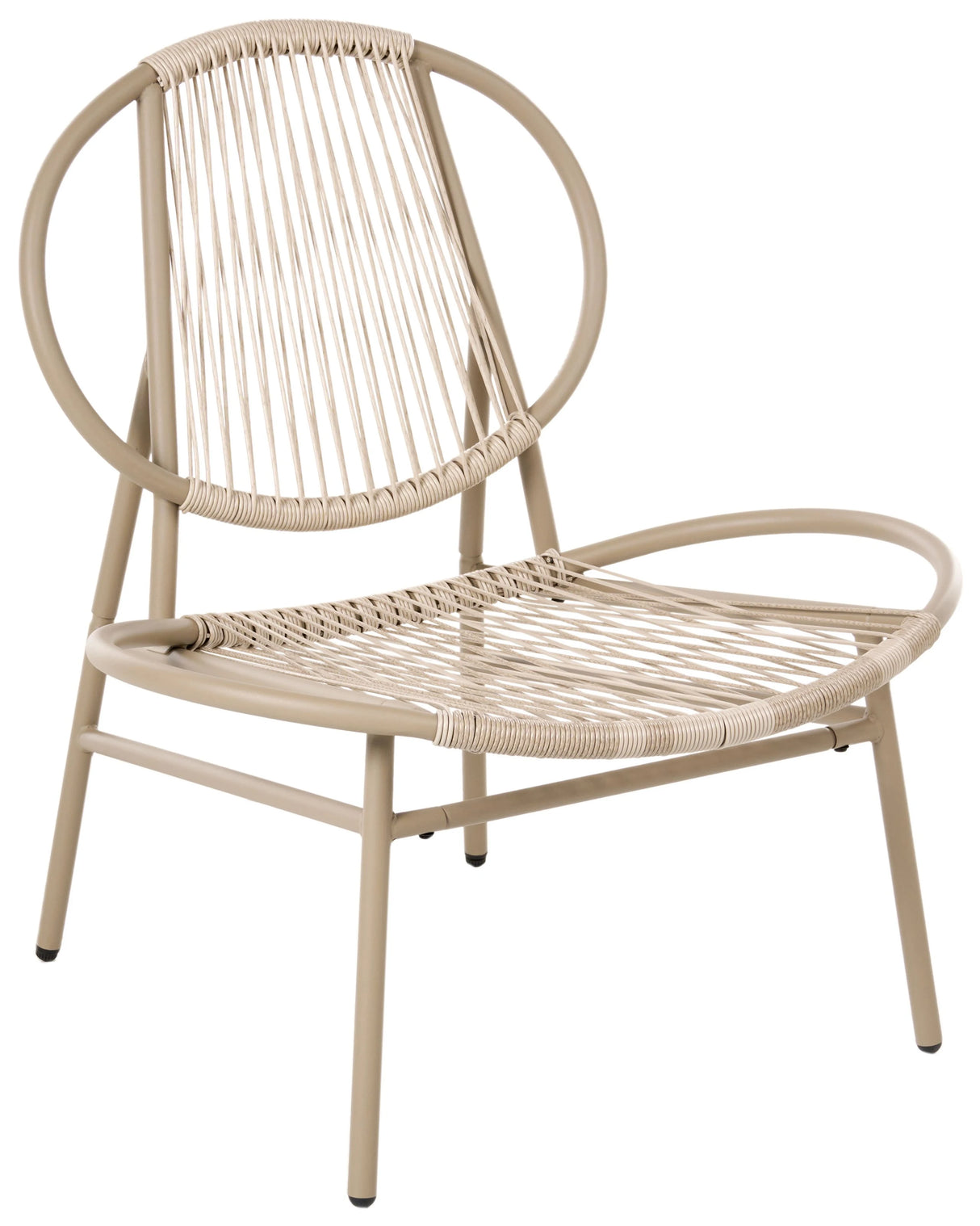 Garden Chair Beige Faux Rattan Galvanized Steel Frame Powder Coated Modern Style Garden Patio Beliani