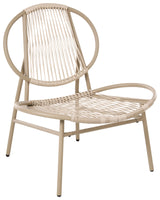 Garden Chair Beige Faux Rattan Galvanized Steel Frame Powder Coated Modern Style Garden Patio Beliani
