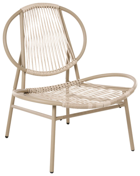 Garden Chair Beige Faux Rattan Galvanized Steel Frame Powder Coated Modern Style Garden Patio Beliani